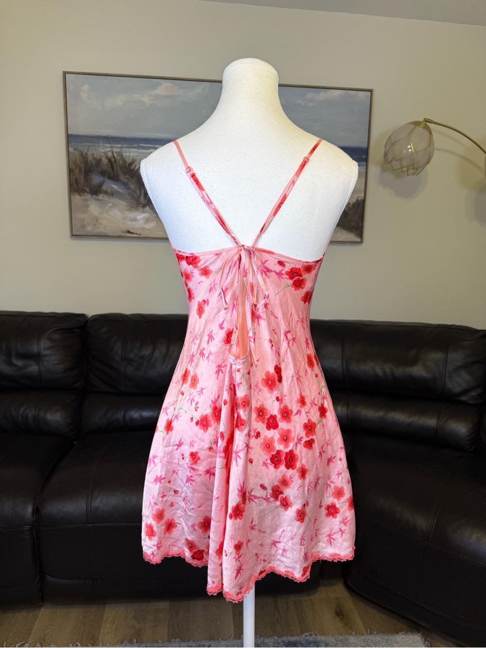 Victoria’s Secret EXTREMELY RARE Cherry Blossom Slip Dress Y2K Pink Lace Satin L - Picture 11 of 15